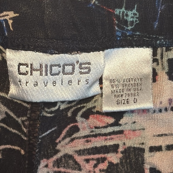 Chico's Travelers Novelty Sea Themed Print Wide Leg Crop Pants Size S - Picture 6 of 8